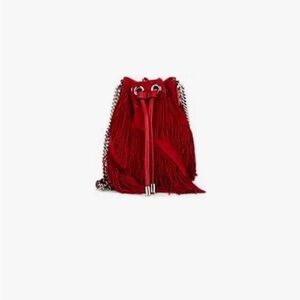 Authentic Christian Louboutin Red Fringe Bucket Bag